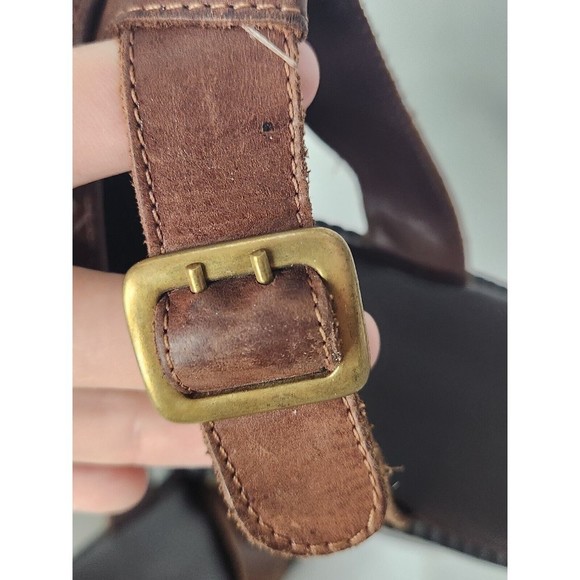 Square Heel Open Toe Leather Woven Upper Shoes Women’s Size 8.5‎ Brown Buckle - Picture 14 of 14